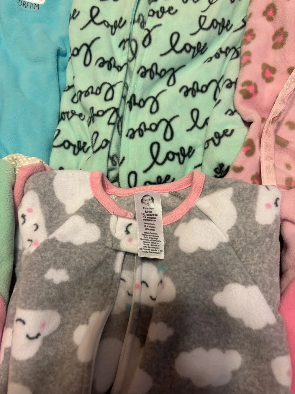 Gerber Girls' Mixed Color One-Piece Sleepers - Pack of 6 24 Months